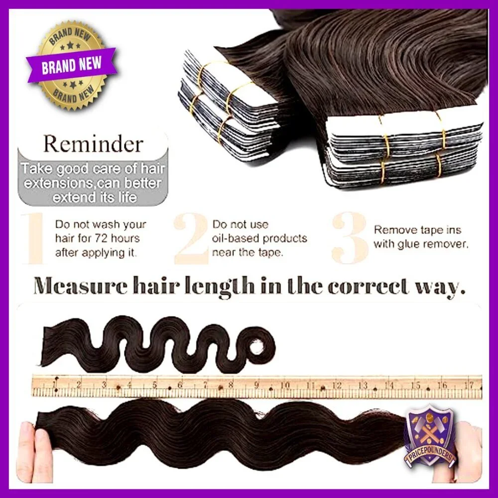 20pcs Human Hair Tape-In Extensions 14 Inch Body Wave Seamless Weft